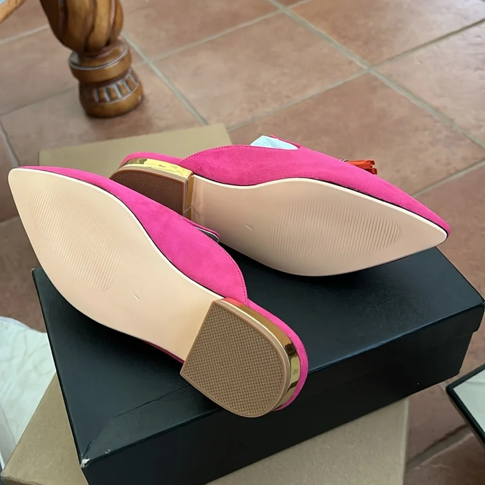 Elegant Slip On Casual Comfort Mules Slippers Pompom Loafers Tassel Mules - Picture 8 of 9